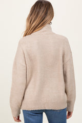 Cream Mock Neck Oversized Maternity Sweater