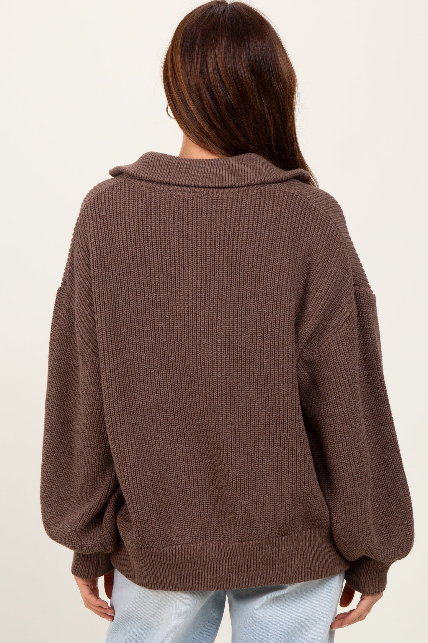 Mocha Oversized Zip Up Cardigan
