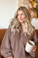 Mocha Oversized Zip Up Cardigan
