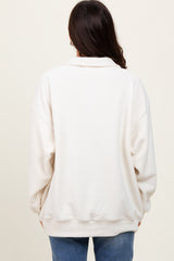 Ivory Fleece Collared Button Up Pullover