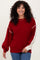 Burgundy Ivory Colorblock Oversized Sweater