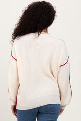 Burgundy Ivory Colorblock Oversized Sweater