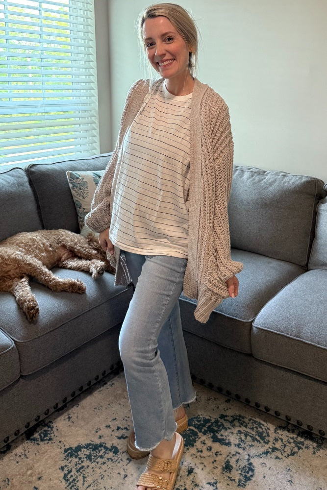 Heather Grey Chunky Knit Oversized Maternity Pocket Cardigan