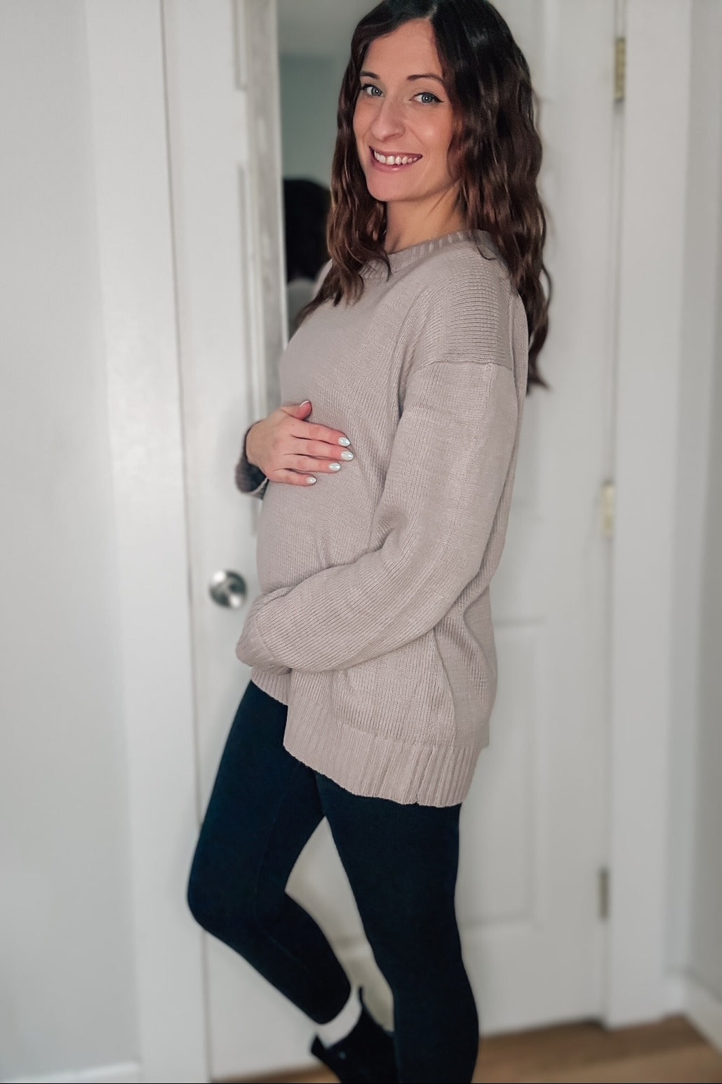 Grey Soft Knit Basic Maternity Sweater