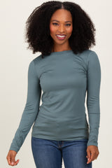 Dusty Jade Basic Long Sleeve Top