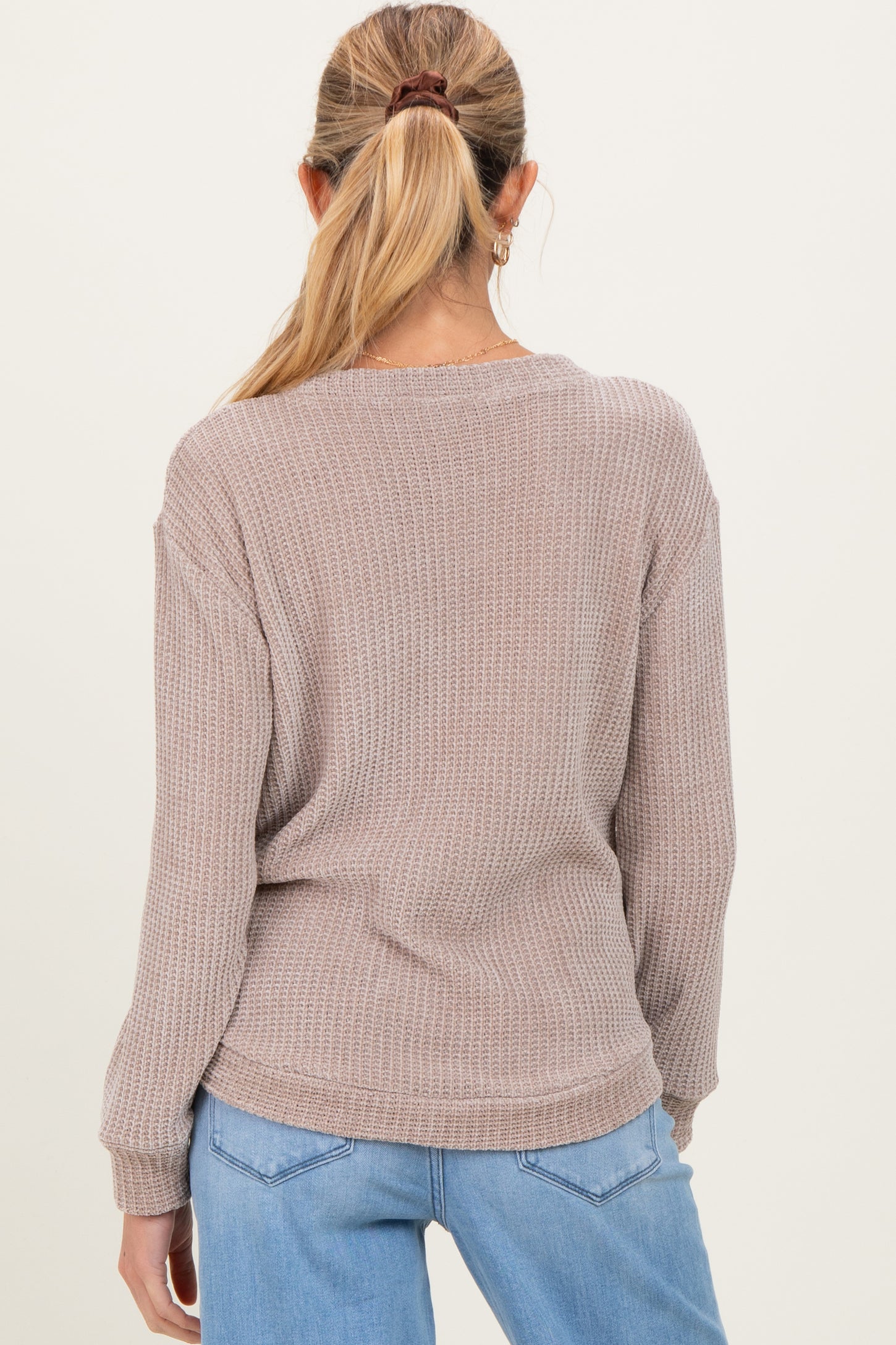 Beige Chenille Knit Maternity Sweater