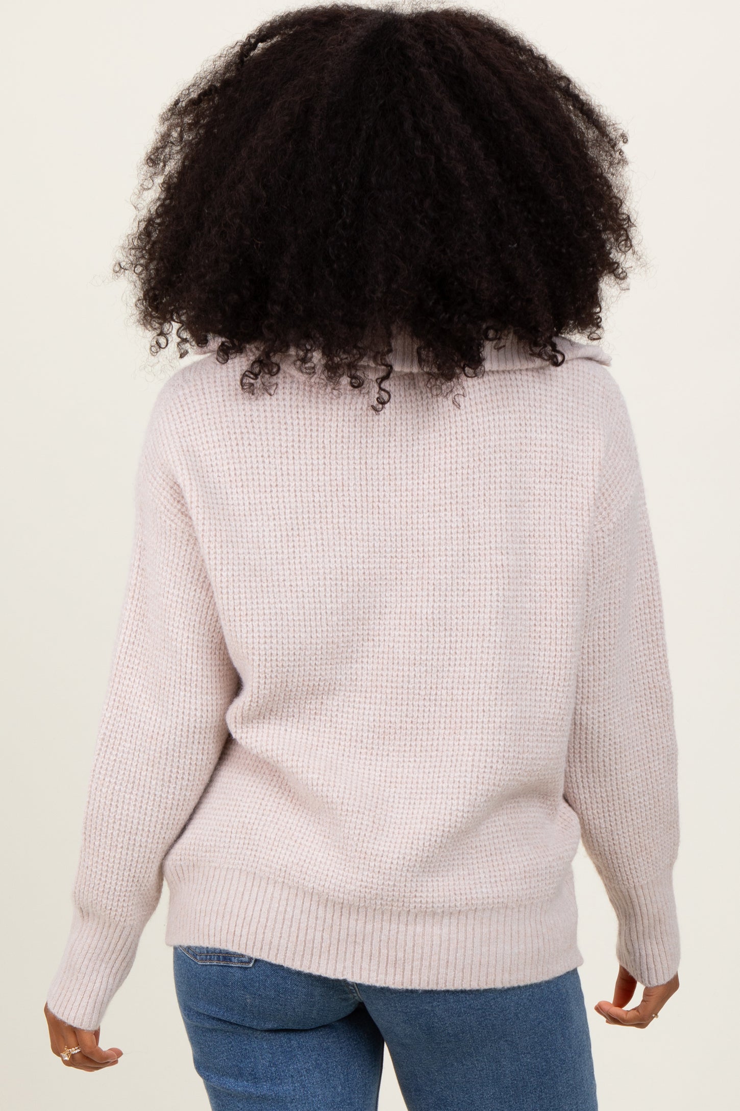 Beige Half Zip Pullover Sweater