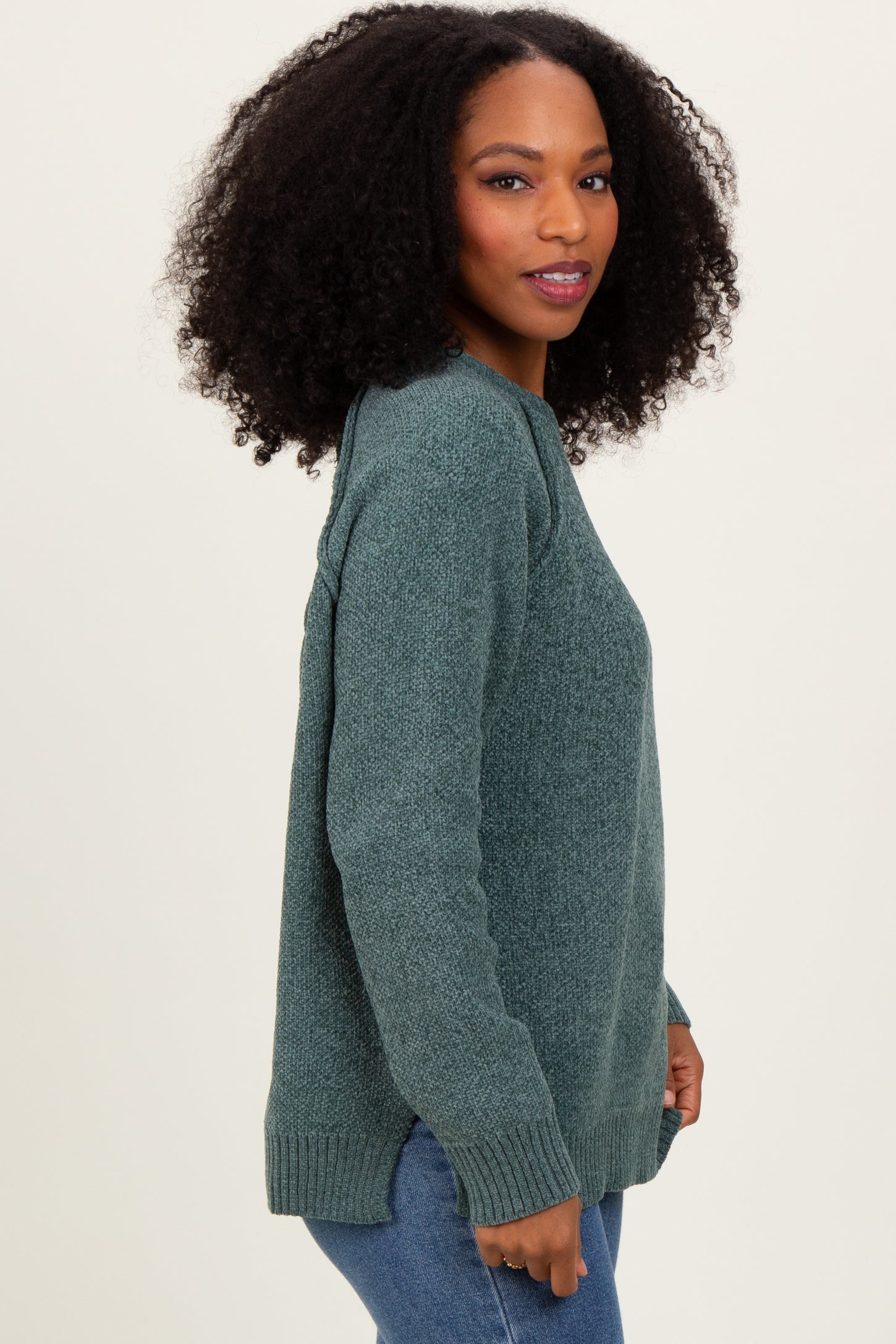Light Olive Raglan Knit Sweater