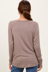 Light Taupe Basic Boatneck Long Sleeve Top