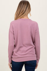 Mauve Ribbed Long Sleeve Maternity Pullover Top