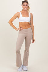 Cream Fold Over Waistband Flared Pants