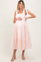 Light Pink Gingham Lace Trim Shoulder Tie Maternity Maxi Dress
