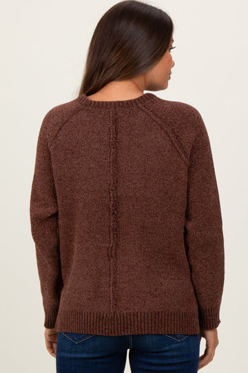 Brown Raglan Knit Maternity Sweater