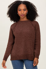 Brown Raglan Knit Maternity Sweater