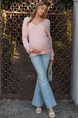 Light Blue Washed Maternity Flare Jeans