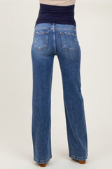 Blue Lightly Distressed Maternity Straight Leg Jeans