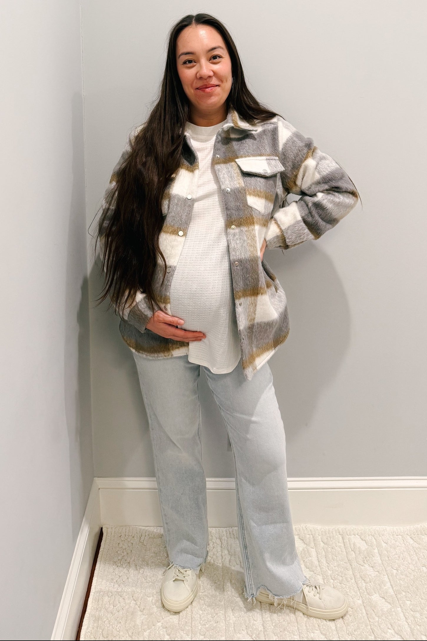 Light Blue Distressed Hem Slim Wide Leg Maternity Jeans