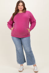 Light Blue Distressed Hem Cropped Straight Leg Maternity Plus Jeans