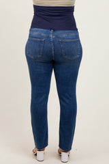 Blue Straight Leg Maternity Plus Jeans