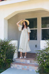 Peach Floral Front Tie Midi Dress