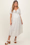 Peach Floral Front Tie Maternity Midi Dress