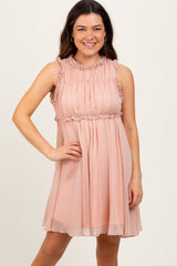 Peach Ruffle Detail Sleeveless Mini Dress