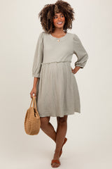 Sage Knit Ruffle Trim Maternity Dress