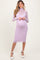 Lavender Mesh Overlay Fitted Maternity Midi Dress