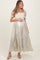 Peach Floral Puff Sleeve Lace Trim Maternity Maxi Dress