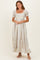 Peach Floral Puff Sleeve Lace Trim Maxi Dress