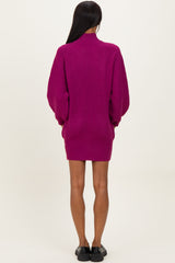 Magenta Mock Neck Sweater Mini Dress