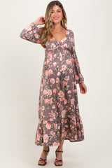 Mauve Blush Sweetheart Neckline Maternity Maxi With Side Pockets