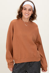 Camel Waffle Knit Maternity Pullover