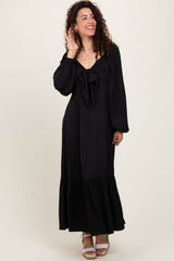 Black Bow Satin Maxi Dress