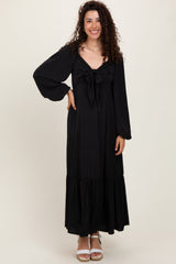 Black Bow Satin Maxi Dress