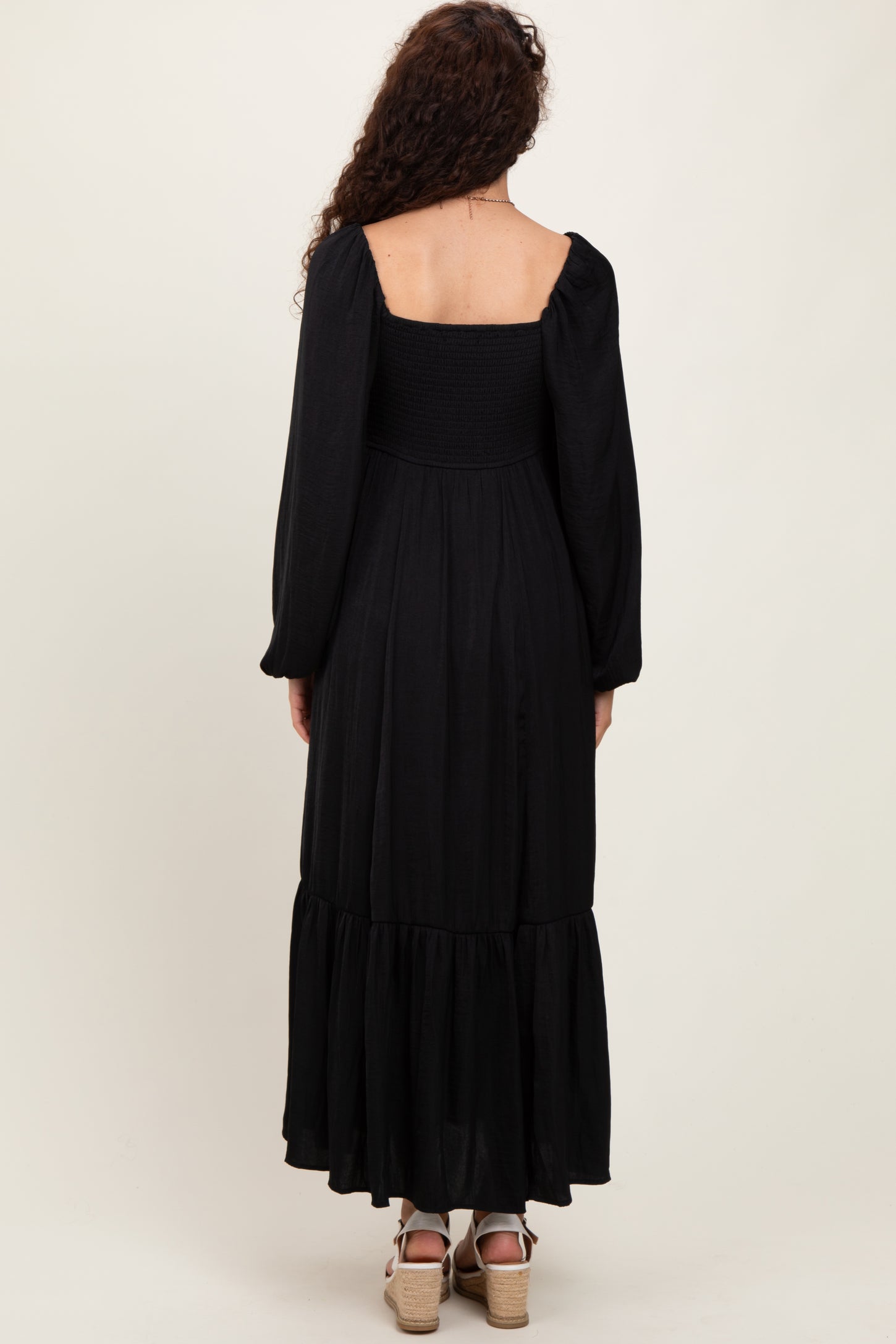 Black Bow Satin Maxi Dress