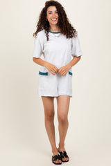 Heather Grey Cotton Terry Contrast Band Short Romper