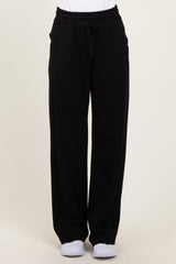 Black Straight Leg Drawstring Sweatpants