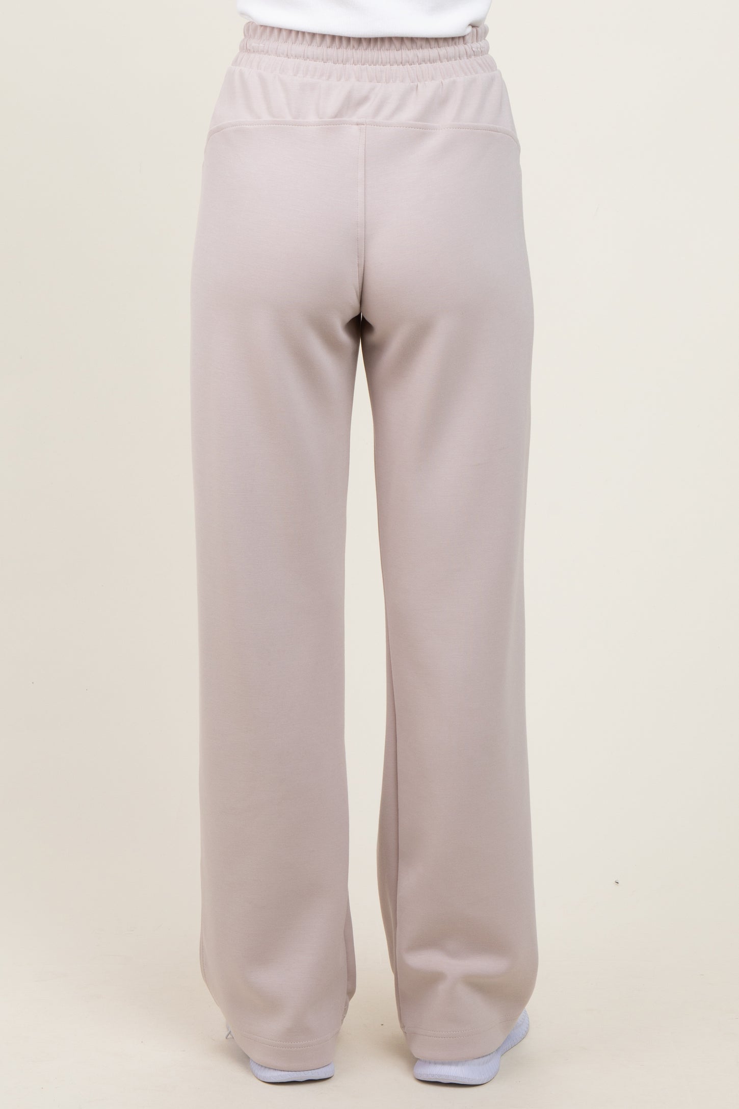 Cream Straight Leg Drawstring Sweatpants