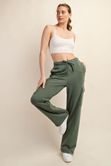 Olive Cargo Pocket Straight Leg Maternity Sweatpants