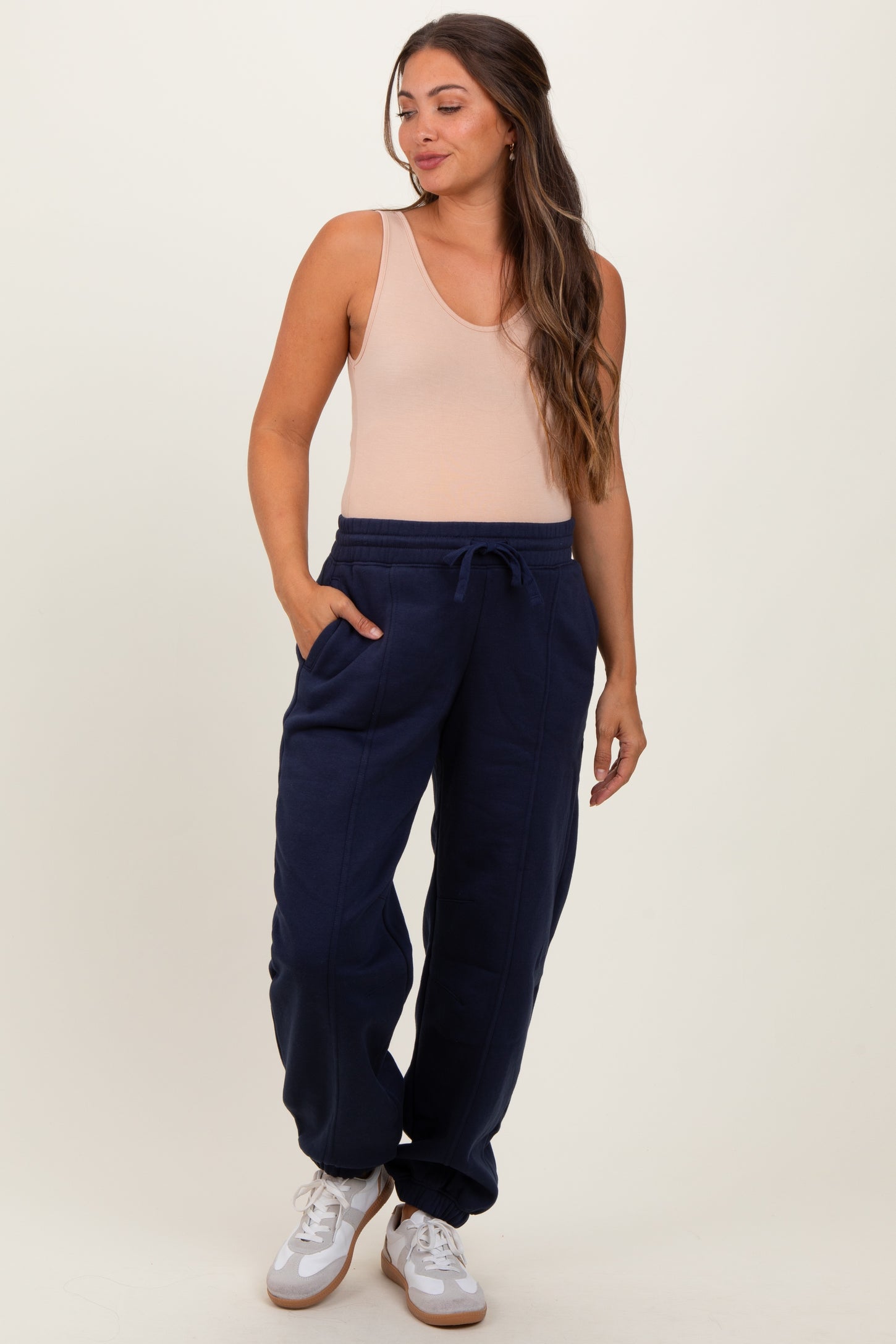Navy Drawstring Relaxed Fit Maternity Sweatpants