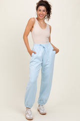 Light Blue Drawstring Relaxed Fit Sweatpants
