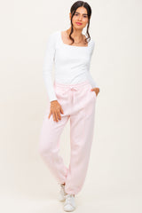 Light Pink Drawstring Relaxed Fit Sweatpants
