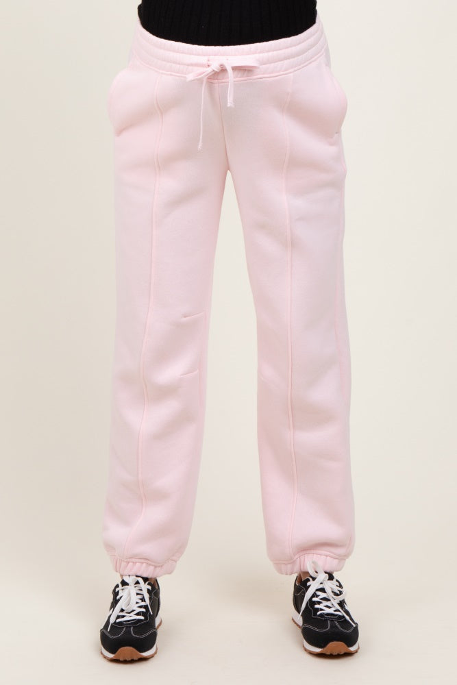 Light Pink Drawstring Relaxed Fit Maternity Sweatpants