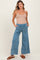 Blue Mineral Wash Wide Leg Ankle Maternity Pants