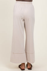 Cream Mineral Wash Wide Leg Ankle Pants