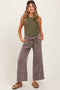 Mocha Mineral Wash Wide Leg Ankle Maternity Pants