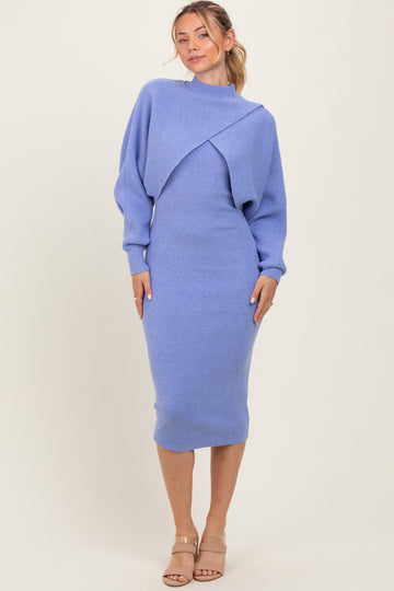 Periwinkle Bodycon Dress And Sweater Set