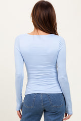 Light Blue Square Neck Long Sleeve Top