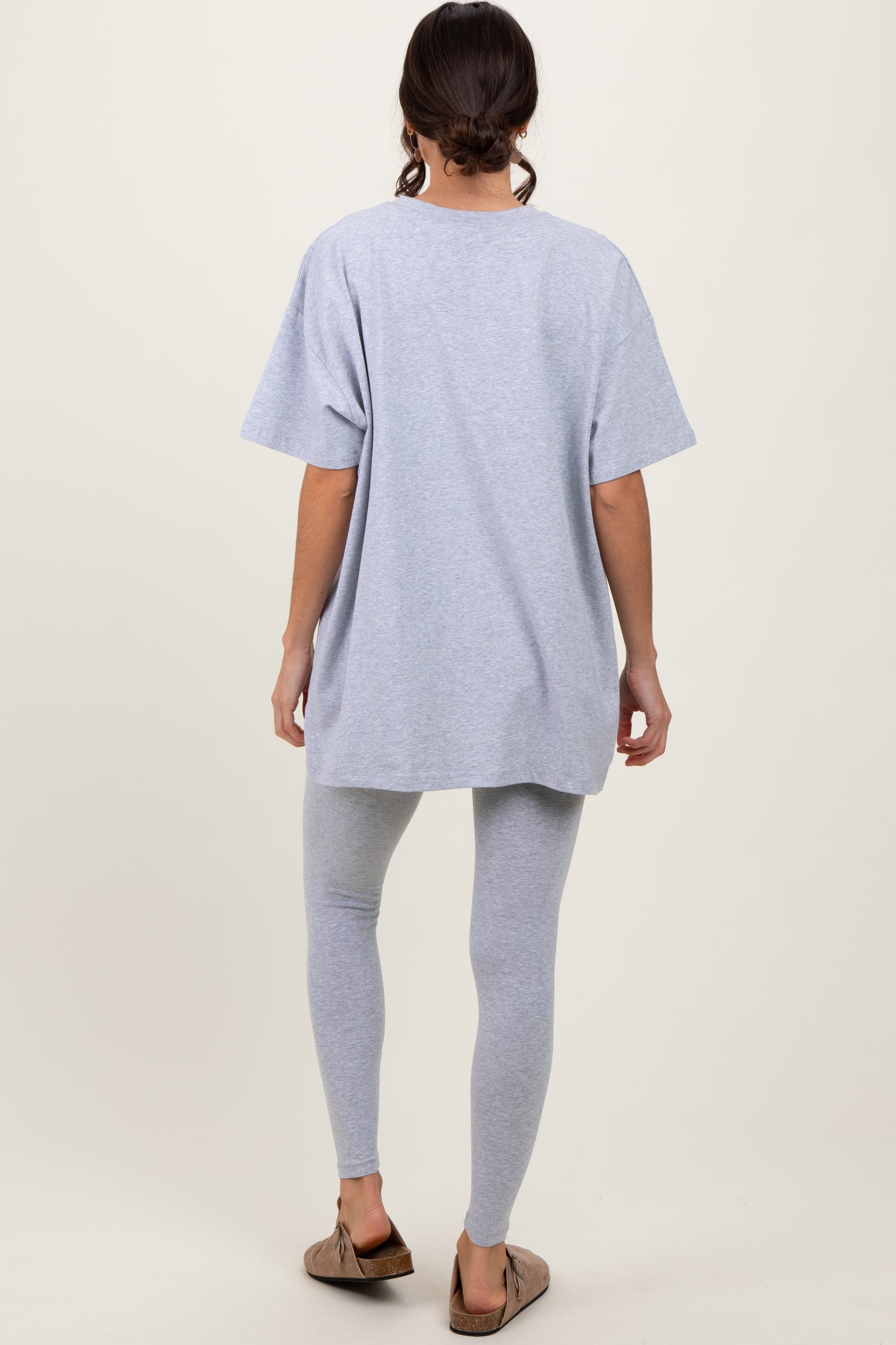 Heather Grey Oversized Crewneck Short Sleeve and Legging Set